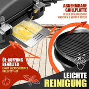 KESSER Parrilla eléctrica 2 en 1 de sobremesa y con soporte, 2400 W, termostato, revestimiento antiadherente, para interior y exterior