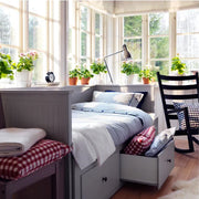HEMNES Cama nido con 3 cajones, gris, 80x200 cm
