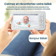 Babysense HDS2 Monitor de video para bebés con cámara y audio, vigilabebés HD 720p de 5", sin WiFi, luz nocturna ajustable, alcance extendido, audio bidireccional, zoom 4X, visión nocturna, batería de 4000 mAh