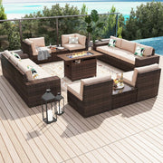 Juego de muebles de patio de 13 piezas con mesa fogata de 44 pulgadas