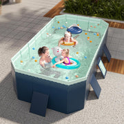 Piscina infantil, piscina familiar plegable no inflable, rectangular, 185 x 138 x 53 cm