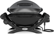Barbacoa eléctrica Weber Q1400, superficie de cocción de 43 x 32 cm, barbacoa portátil, rejilla de cocción de hierro fundido vitrificado dividida en 2, tapa y cuerpo de aluminio fundido - Gris oscuro (52020079)