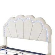Juego de dormitorio de 2 piezas, cama de plataforma Full con luces LED y otomana de almacenamiento