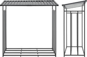 casa.pro Leñero Cubierto con Funda Protectora Soporte para Leña Estante de Almacenamiento para Exterior Acero Galvanizado Lacado Poliéster Metal Negro