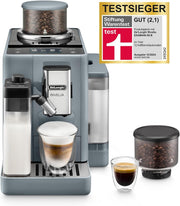 Cafetera superautomática De'Longhi Rivelia EXAM440.55.W con sistema de leche LatteCrema, recipiente de granos intercambiable, 16 bebidas de café y leche con solo tocar un botón, función Extra-Shot, pantalla táctil de 3,5 pulgadas, color blanco