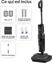 Tineco Floor One S7 Stretch Ultra Aspiradora y Fregadora, Aspiradora Escoba sin Cable, Antienredos, Reclinable a 180°, 50 Minutos de Autonomía, Autolimpieza Flashdry a 85°C, Limpieza de Bordes por Ambos Lados