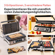 Braun MultiGrill 9 Pro CG 9167, parrilla de contacto con placas de grill, plancha y gofrera, y termómetro, posiciones de cocción: contacto, barbacoa, horno, placas aptas para lavavajillas, función Boost hasta 265°