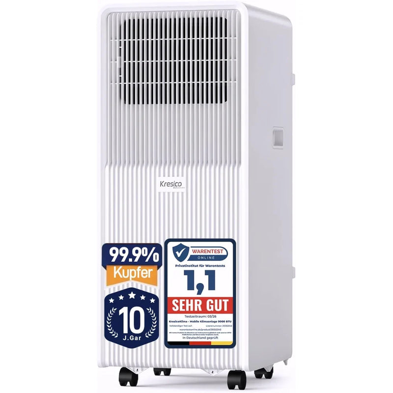 Aire acondicionado portátil A027C-09C 9000 BTU con tubo de escape, unidad de climatización 3 en 1 para habitaciones de hasta 33 m², temporizador de 24 horas, mando a distancia R-290