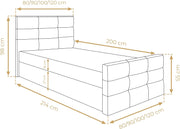 Cama con canapé 100x200 cm, cama tipo boxspring gris Argentaro