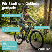 Bicicleta eléctrica de montaña (MTB) Fischer Montis 2.2 Active para hombre y mujer, talla de cuadro 49, motor trasero de 50 Nm, batería de 48 V