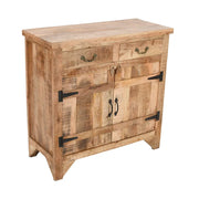 Consola de gabinete de 39 pulgadas estilo granja artesanal con 2 cajones de madera de mango y almacenamiento de 2 puertas, marrón rústico
