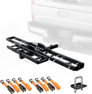 Portabicicletas para Motocicleta Resistente con Rampa de Carga, Soporte de Enganche, Correas de Trinquete, Portaequipajes - Carga Máxima 226 kg