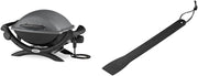Barbacoa eléctrica Weber Q1400, superficie de cocción de 43 x 32 cm, barbacoa portátil, rejilla de cocción de hierro fundido vitrificado dividida en 2, tapa y cuerpo de aluminio fundido - Gris oscuro (52020079)