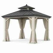 Pabellón con estructura de aluminio y techo de chapa de acero, 3x3 m, gris/beige