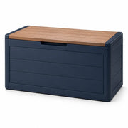 Caja de jardín de plástico azul oscuro/marrón 145x60x72 cm
