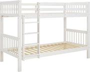 Homestyle4u, litera para 2 niños 90x200 con escalera, madera de pino blanco, cama alta 90x200 divisible en 2 camas infantiles, litera doble