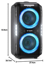 Altavoz Bluetooth W-KING 270W Peak Partybox 125dB, 12 bajos, 2 woofers de 16,5 cm, super graves, entrada de micrófono y guitarra, USB, AUX, batería.