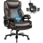Silla de oficina ejecutiva Bossin para personas grandes y altas, silla ergonómica de 500 libras con soporte lumbar ajustable, respaldo alto y piel sintética para computadora