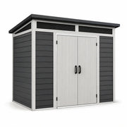Caseta de jardín de polipropileno 277x218x226 cm gris/blanco