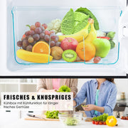 Refrigerador con congelador Merax, combinación frigorífico-congelador, frigorífico pequeño con 51L y congelador de 21L, silencioso, LED, estantes de vidrio, cajón para verduras, estantes en la puerta, para cocina, sala de estar, oficina, negro