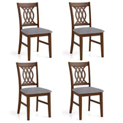 Juego de 4 sillas de comedor Costway con asiento acolchado, respaldo hueco y estructura de madera de caucho