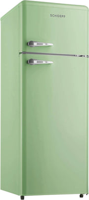 SCHOEPF – RKG218SG Frigorífico combi – 211 L – Diseño retro – Iluminación LED – 39 dB – Verde/Menta – Patas regulables en altura – Independiente – Estilo vintage