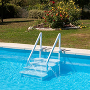 GRE EPE30 - Escalera interior antideslizante para piscina enterrada, escalera de seguridad para piscina con 4 peldaños, sintética, color blanco. 80 x 92 x 206 cm
