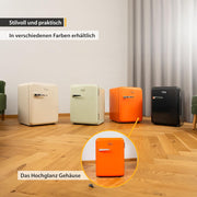 Mininevera silenciosa TZS First Austria | Diseño retro | Capacidad de refrigeración ajustable | Manilla de puerta | Sistema de refrigeración termoeléctrico | 40L | crema