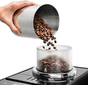 Cafetera superautomática De'Longhi Rivelia EXAM440.55.W con sistema de leche LatteCrema, recipiente de granos intercambiable, 16 bebidas de café y leche con solo tocar un botón, función Extra-Shot, pantalla táctil de 3,5 pulgadas, color blanco