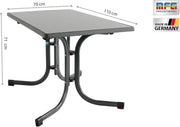 Mesa plegable Boulevard MFG 110x70 cm | Mesa de jardín | Resistente a la intemperie | Plegado que ahorra espacio | con nivelación | antracita/pizarra