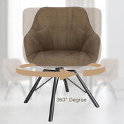 WOLTU Juego de 4 sillas de comedor giratorias, silla de cocina, silla tapizada, silla giratoria, silla cómoda con reposabrazos y respaldo, silla con reposabrazos para comedor y salón, con tapizado de piel sintética, marrón
