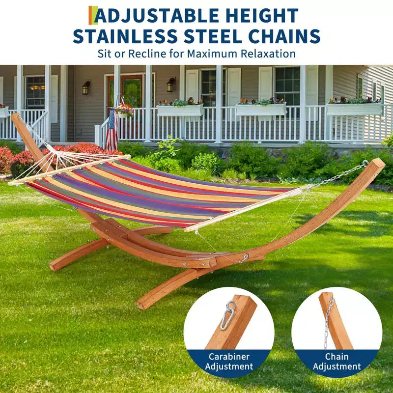 Soporte para hamaca, soporte universal resistente de madera para exteriores, resistente a la intemperie, capacidad de 475 libras, curvado para patio, jardín, interior