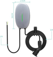 WISSENERGY Wallbox 7.4kW Tipo 2 con control por aplicación, estación de carga para coche eléctrico compatible con conectividad Bluetooth estándar, cargador monofásico IEC 62196-2, cable de 32A y 6M