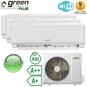 Aire Acondicionado Multi Split 12000 + 12000 + 12000 BTU, Wi-Fi R32, Eficiencia Energética A++/A+, 3 Unidades Interiores y 1 Unidad Exterior, con Mando a Distancia, Bajo Consumo