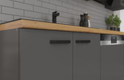 Cocina Nessa 220 + 120 cm Gris Antracita Mueble de cocina Bloque de cocina Cocina equipada