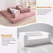 Sofá cama convertible 5 en 1: diván de suelo de pana de 78.8" con brazos, respaldo y cojines ajustables
