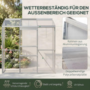Invernadero Outsunny de policarbonato y aluminio con puerta corredera, ventanas de techo abatibles, invernadero para tomates, casa para plantas, para jardín, 192 x 68 x 196 cm, plateado