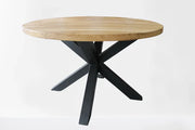 Serie UNA | Mesa de madera maciza redonda - Roble - incluye pata de mesa Matrix - varios tamaños y colores | Diámetro: 100 - 160 cm