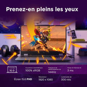 Lenovo LOQ 15IRX10 - Portátil Gaming 15.6'' FHD (Intel Core i7-13650HX, 16GB RAM, 512GB SSD, NVIDIA RTX 5060 8GB, Windows 11) Teclado retroiluminado en blanco AZERTY francés - Gris