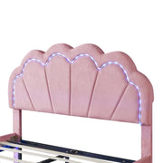 Juego de dormitorio de 2 piezas, cama de plataforma Full con luces LED y otomana de almacenamiento