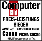 Impresora multifunción de inyección de tinta a color Canon PIXMA TS6350a DIN A4 (impresora fotográfica, escáner, copiadora, OLED, 4.800x1.200 ppp, USB, WLAN, 5 tintas independientes, impresión a doble cara, 2 bandejas de papel), negro