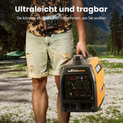 Generador inversor maXpeedingrods 3300W, generador de gasolina de 4 tiempos con USB y enchufes de 230V, ligero, como generador de emergencia para cortes de energía, camping, caravanas, garaje y obras de construcción