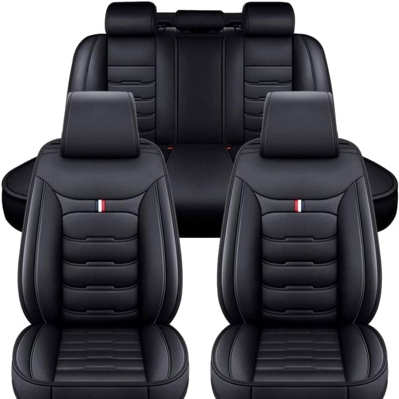 VERED Juego de fundas de asiento para coche para MG ZS MG4 MG5 ZS EV 2022 2023 2024 2025, 5 plazas, piel sintética, protector impermeable para asientos delanteros y traseros, accesorio, B-Negro