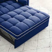 Sofá cama de 2 plazas de terciopelo de 55" con cama extraíble, respaldo ajustable, bolsillos laterales y soporte para teléfono