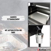 Ahumador de pellets ACTIVA El Paso I Ahumador con alimentación automática de pellets y termómetro I Parrilla de acero inoxidable para barbacoa y ahumado