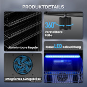 Mininevera TRIUMPHKEY de 90 l con puerta de cristal, refrigerador de bebidas compacto con capacidad para hasta 128 latas, con estantes ajustables para cerveza, vino y refrescos, ideal para el hogar, bar, oficina o apartamento