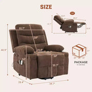 Sillón reclinable elevador eléctrico, reclinables eléctricos para ancianos con calor y masaje, asistencia para levantarse con portavasos, bolsillo lateral, para sala de estar