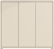Zapatero Forte Alice Springs 100 110, armario de recibidor con 3 puertas y 8 estantes, madera reconstituida, color beige cachemira, 109,2 cm de ancho x 99,1 cm de alto x 34,9 cm de profundidad