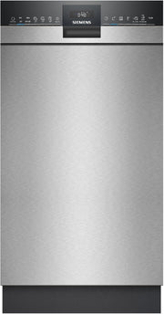 Lavavajillas de libre instalación Siemens SR43ES25ME iQ300, 45 cm, extra silencioso, varioSpeed Plus, sistema de cestas varioFlex y tercera bandeja varioSchublade, autoOpen dry, aquaStop, Home Connect, acero cepillado