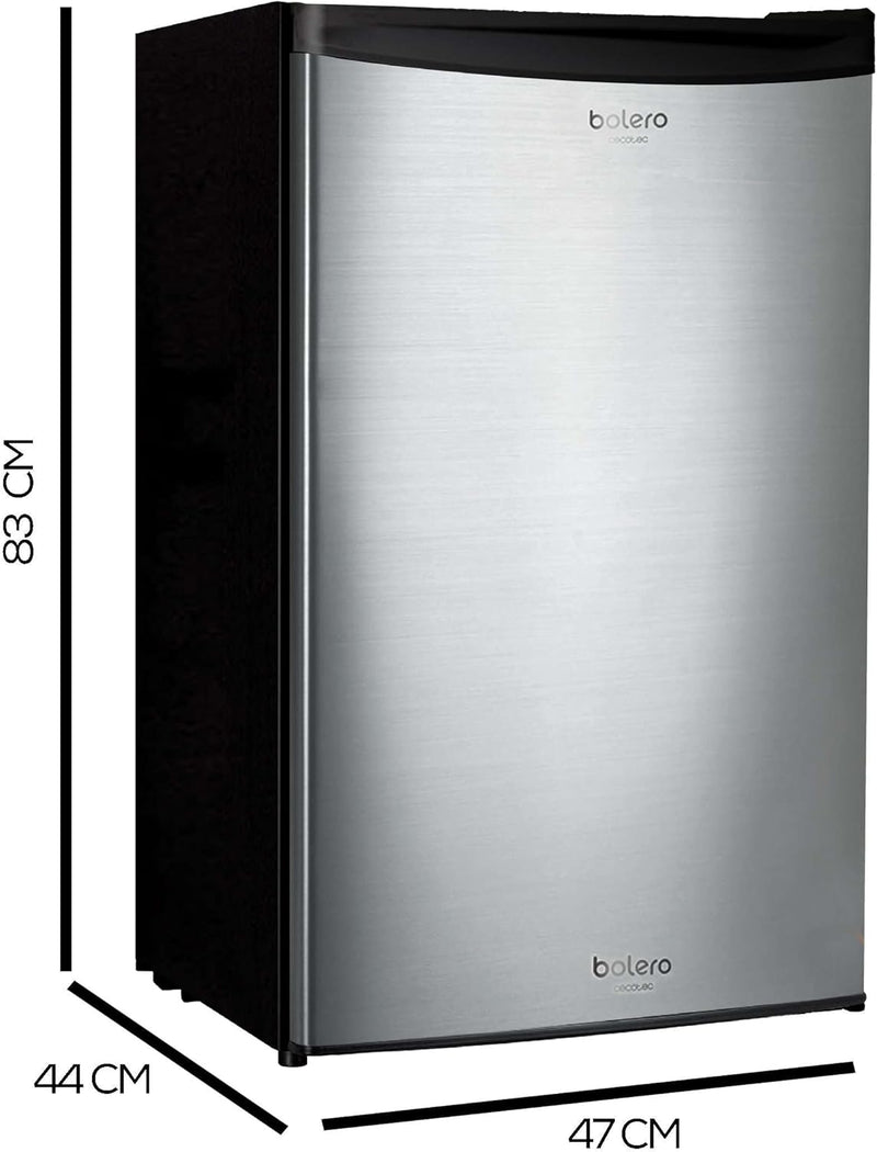 Cecotec Mini Frigo Bolero CoolMarket TT 90 Inox E. Mininevera compacta de 90 L, puerta reversible, 5 niveles de temperatura, 5 estantes para un almacenamiento óptimo. Clase E.